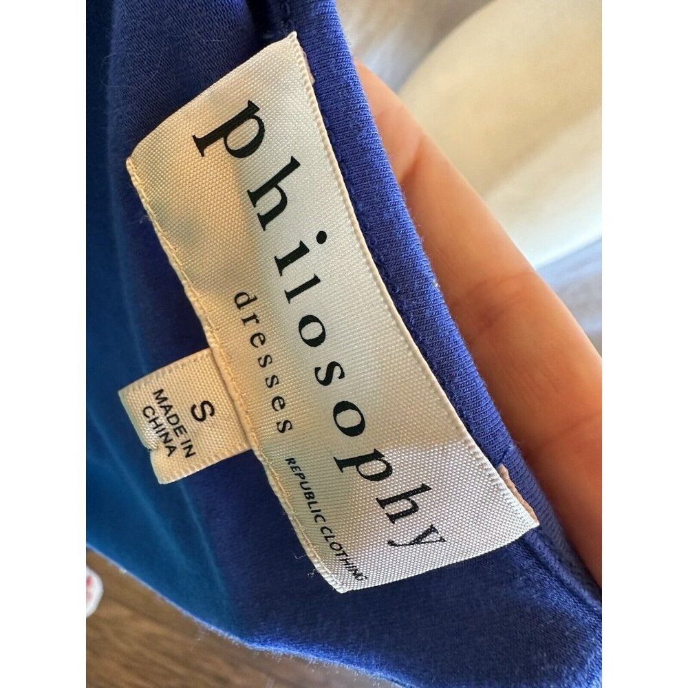 Philosophy Republic Clothing Women's Small Cobalt Blue Faux Wrap Dress w/ Belt - Picture 6 of 7
